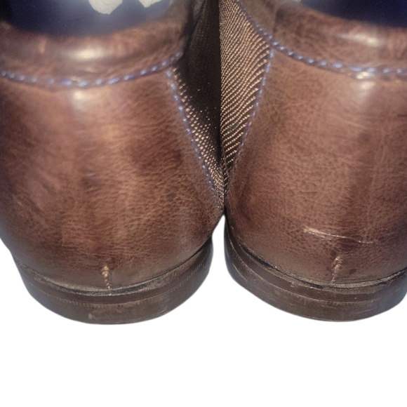 Donald J Pliner Men\'s Donnien Brown Horse-Bit Leather Nylon Loafers Sz 11/2 M